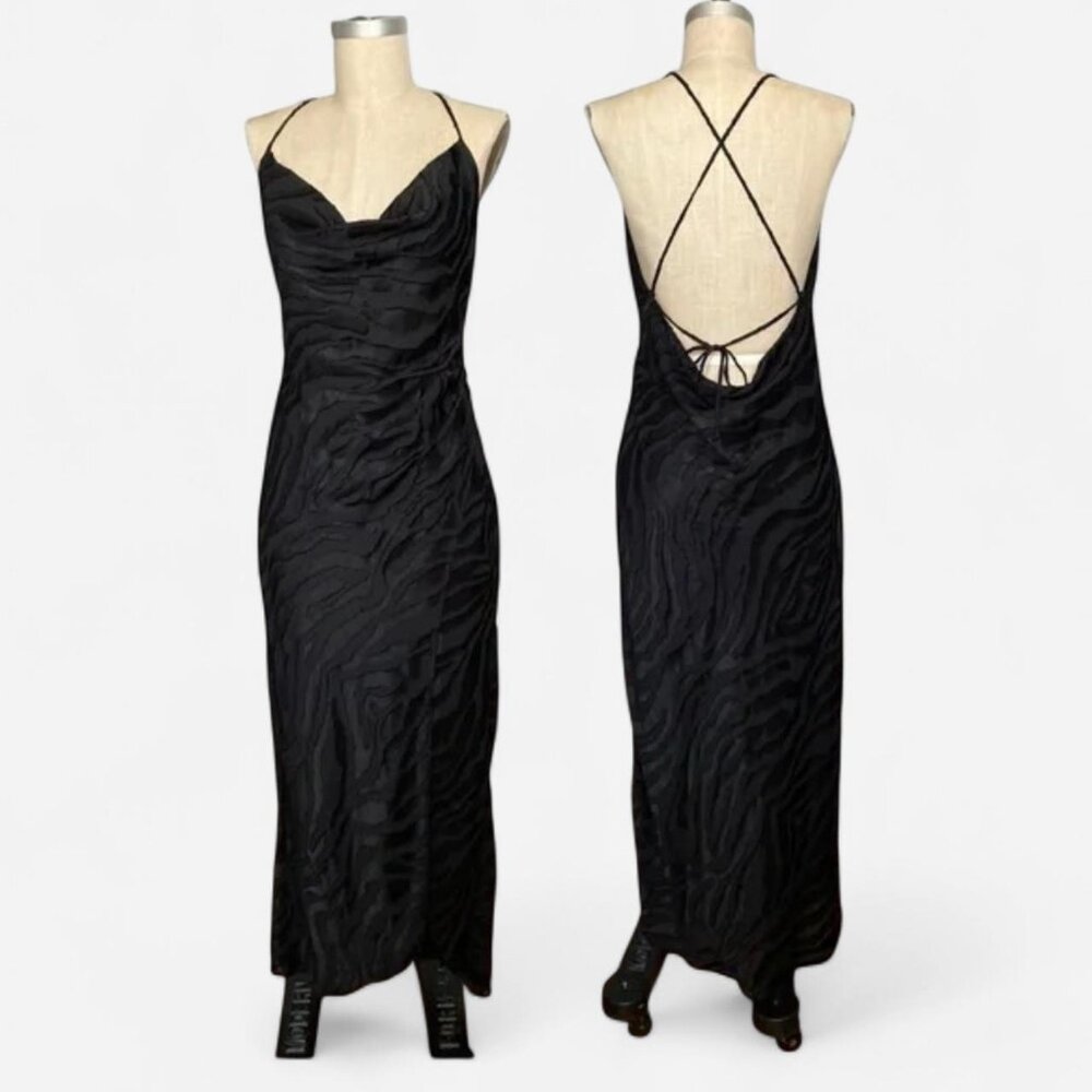 Black Zara maxi dress with cowl neck